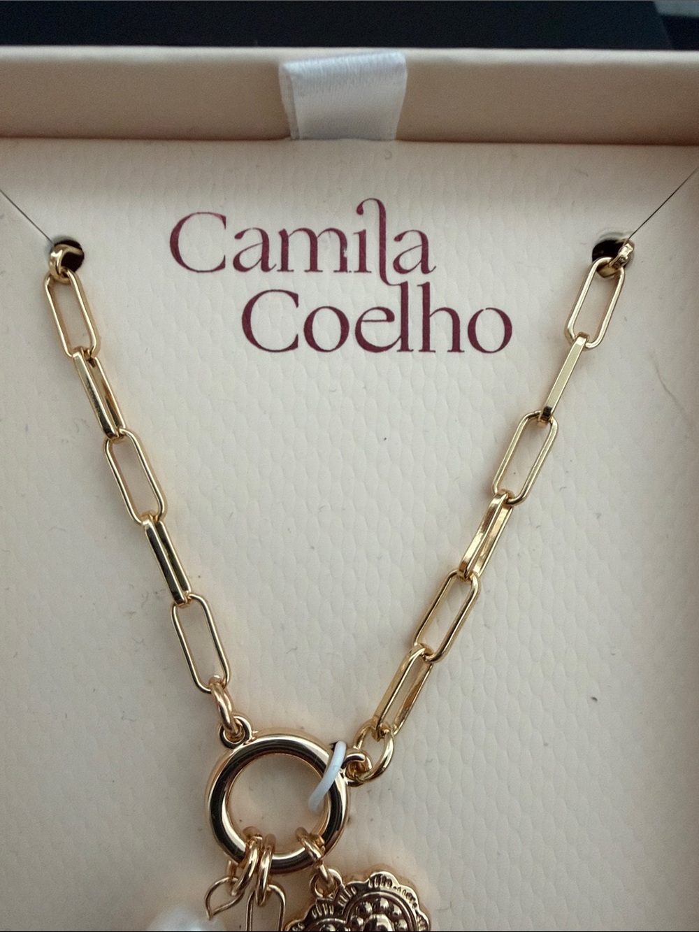 Camila Coelho | Gold Tone Tiger Heart Freshwater Pearl Charm Necklace ✨ - Picture 7 of 7